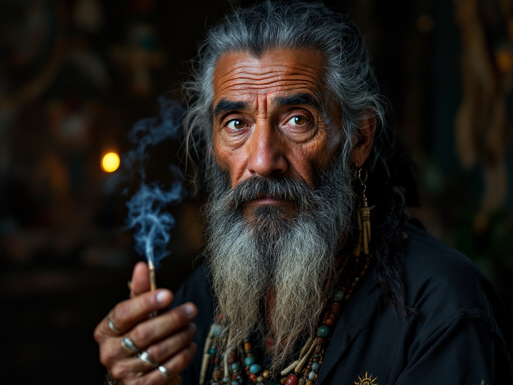 Gran Maestro Salomón frente a su altar tradicional